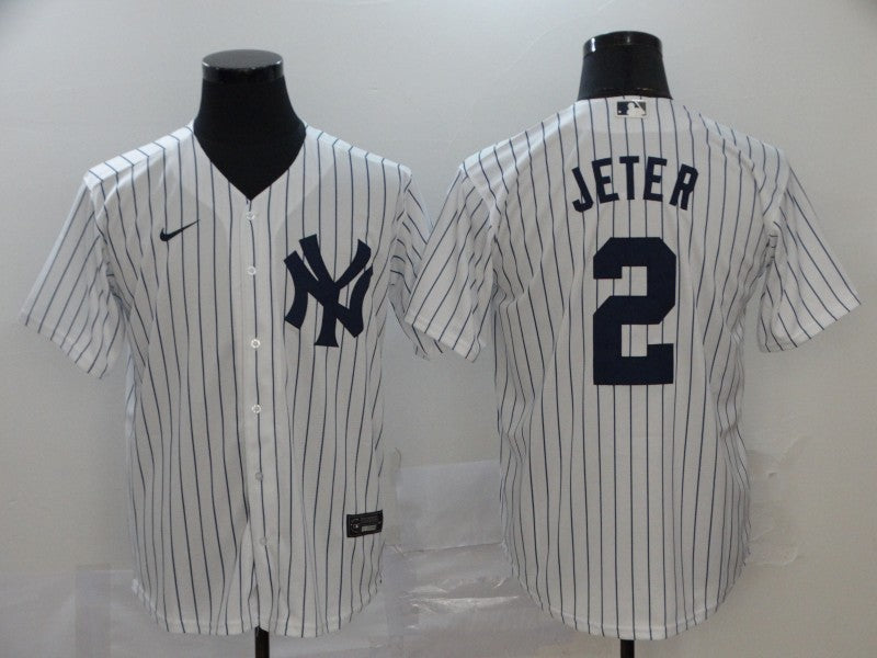 Men's New York Yankees Derek Jeter #2 White Baseball Jersey